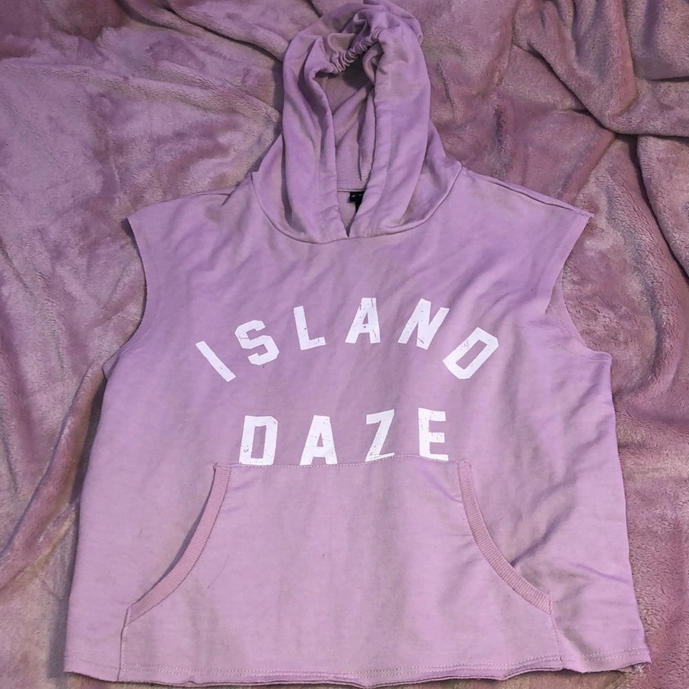 Cropped tank top shirt with hood